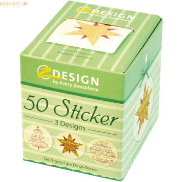 Z-Design Sticker auf Rolle Motiv Weihnachtsornamente rund 38mm 3 Motiv von Z-Design