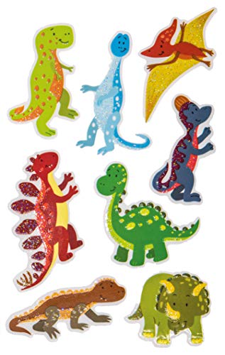 AVERY Zweckform Glitter Sticker Dinosaurier 8 Aufkleber (selbstklebende farbenfrohen Kindersticker zum Spielen, Basteln, Sammeln, für Freundschaftsbücher und Poesiealben) 57293 von Z-Design