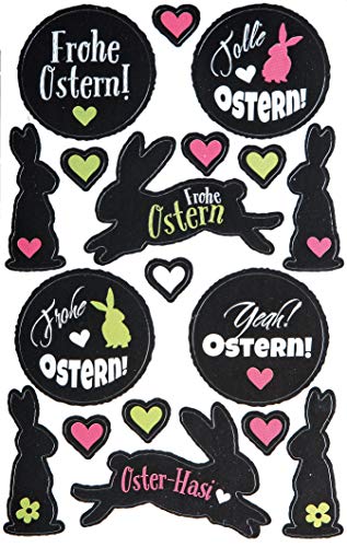 AVERY Zweckform Ostersticker 36 Aufkleber Art. 39184 (selbstklebend, Osterwünsche Frohe Ostern, Schmucketiketten Ostern, Dekoetiketten, Dekosticker) mehrfarbig Schwarz von Z-Design