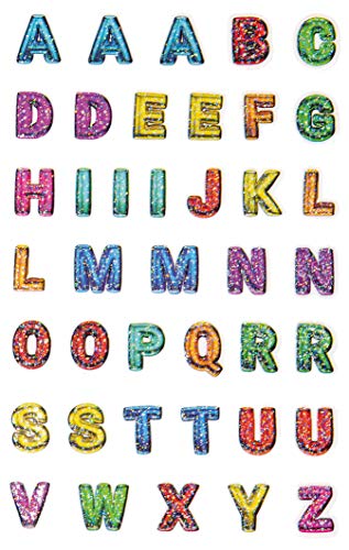 Z-Design AVERY Zweckform Glitter Sticker Buchstaben 40 Aufkleber (selbstklebende farbenfrohen Kindersticker zum Spielen, Basteln, Sammeln, für Freundschaftsbücher und Poesiealben) 57295 Schwarz von AVERY Zweckform