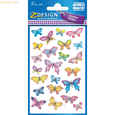 10 x Z-Design Sticker 76x120mm Papier 3 Bogen Motiv Schmetterlinge von Z-Design