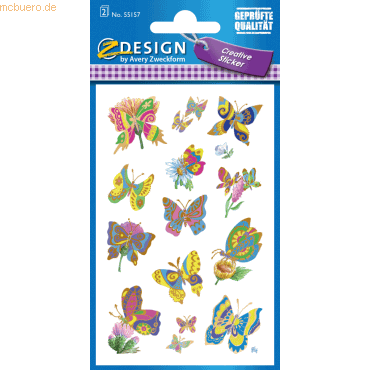 10 x Z-Design Sticker 76x120mm Papier geprägt 2 Bogen Schmetterlinge g von Z-Design