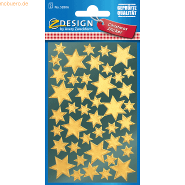 Z-Design Sticker Weihnacht Glanzfolie 2 Bogen Motiv Sterne gold von Z-Design