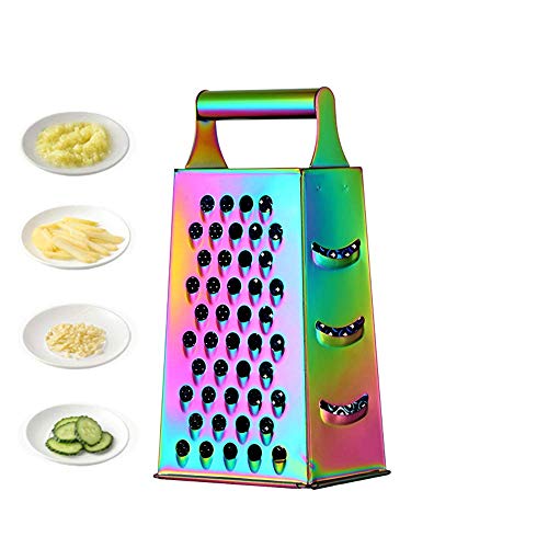 Großer 4-seitiger Reibenhobel aus Edelstahl mit Griff, multifunktionaler Hobelschneider for Ingwer, Knoblauch, Gurken, Karotten, Käse, Kartoffeln, ergonomisches Design, Küchenhelfer-Zubehör, Regenboge Großer 4-seitiger Reibenhobel aus Edelstahl mit Griff, multifunktionaler Hobelschneider for Ingwer, Knoblauch, Gurken, Karotten, Käse, Kartoffeln, ergonomisches Design, Küchenhelfer-Zubehör, Regenboge von ZAANU