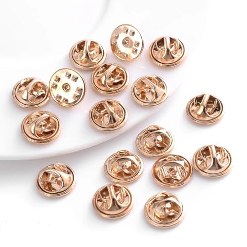 50 Sets ZAAWUUT Kupfer-Sicherungsstift-Rückseiten, 11-mm-Kupplungsrückseiten mit 10-mm-Rohlingsnadeln für die Herstellung von Broschen, Krawatten, Hutabzeichen, Insignien (Roségold) von ZAAWUUT