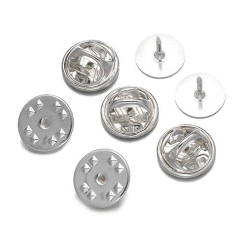 50 Sets ZAAWUUT Kupfer-Sicherungsstift-Rückseiten, 11-mm-Kupplungsrückseiten mit 10-mm-Rohlingsnadeln für die Herstellung von Broschen, Krawatten, Hutabzeichen, Insignien (Silber) von ZAAWUUT