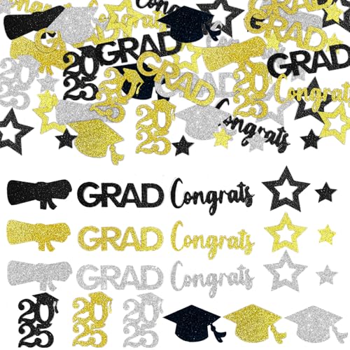 120 Stk Glitzer Abschluss Deko Konfetti,Graduation Deko Konfetti Schwarz Gold,Bachelor Hut Tischdeko Prüfung Bestanden, Abschlussfeiern Tischdeko Streudeko für Abitur ABI Prüfungserfolge von ZABARE