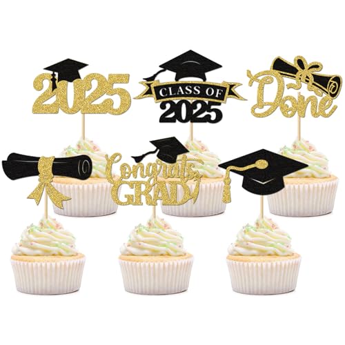 2025 Abschluss Tortendeko,30x Graduation Cake Topper, Congratulations Abschlussfeier Cupcake Topper,Bachelor Hut Deko Schwarz Gold,Grade Cap Torten Dekorationen für Graduation Abschlussparty 2025 Abschluss Tortendeko,30x Graduation Cake Topper, Congratulations Abschlussfeier Cupcake Topper,Bachelor Hut Deko Schwarz Gold,Grade Cap Torten Dekorationen für Graduation Abschlussparty von ZABARE