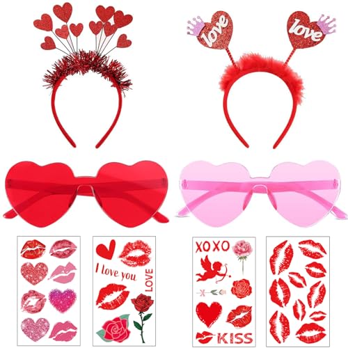 8 Set Glitzer Gesichtstattoo Karneval,Herz Haarreif Rot,Herz Brille,Herz Stirnband Haarbänder Partybrille Aufkleber Amor Kostüm Accessoires für Karneval Valentinstag Hochzeit Mottoparty Halloween 8 Set Glitzer Gesichtstattoo Karneval,Herz Haarreif Rot,Herz Brille,Herz Stirnband Haarbänder Partybrille Aufkleber Amor Kostüm Accessoires für Karneval Valentinstag Hochzeit Mottoparty Halloween von ZABARE