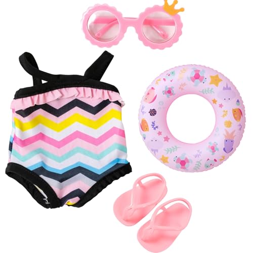 Puppen Kleidung Badeanzug Kleider Zubehör,4 Teilig Puppenkleidung Sommer Badeanzug Bikini Schwimmbekleidung Schwimmreifen Schwimmring Schuhe Sonnenbrille Hut für 35-45 cm New Baby Puppen Puppen Kleidung Badeanzug Kleider Zubehör,4 Teilig Puppenkleidung Sommer Badeanzug Bikini Schwimmbekleidung Schwimmreifen Schwimmring Schuhe Sonnenbrille Hut für 35-45 cm New Baby Puppen von ZABARE