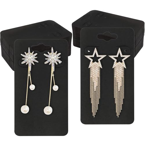 ZABARE Ohrring-Display-Karten, 5 x 9 cm, Schwarz, Halter-Karten mit 6 Löchern, Schmuckverpackung für Ohrringe und Handwerk, 200 Stück von ZABARE