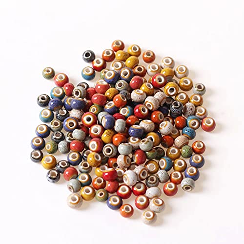 ZACUDA 300 Stück Keramikperlen 6mm Bastelperlen Keramikperlen zum Auffädeln mit Loch, Bunte Lose Perlen aus Keramik Bastelperlen mit Aufbewahrungsbox für Armband Halskette DIY Schmuckherstellung von ZACUDA