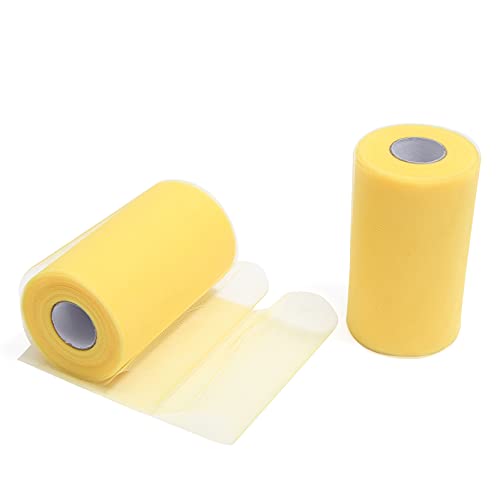 ZADAWERK® Tüll - 15 cm x 45 m - Gelb - 1 Rolle - Tisch-Deko - Hochzeit - Weihnachts-Tüll - Geschenk - Schleife - Schleier - Tutu - DIY Tüllrolle - Netzstoff von ZADAWERK