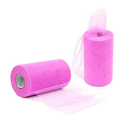 ZADAWERK® Tüll - 15 cm x 45 m - Pink - 1 Rolle - Tisch-Deko - Hochzeit - Weihnachts-Tüll - Geschenk - Schleife - Schleier - Tutu - DIY Tüllrolle - Netzstoff von ZADAWERK