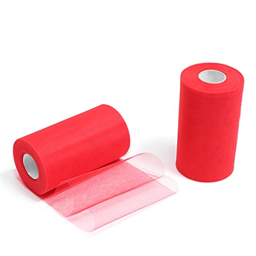 ZADAWERK® Tüll - 15 cm x 45 m - Rot - 1 Rolle - Tisch-Deko - Hochzeit - Weihnachts-Tüll - Geschenk - Schleife - Schleier - Tutu - DIY Tüllrolle - Netzstoff von ZADAWERK