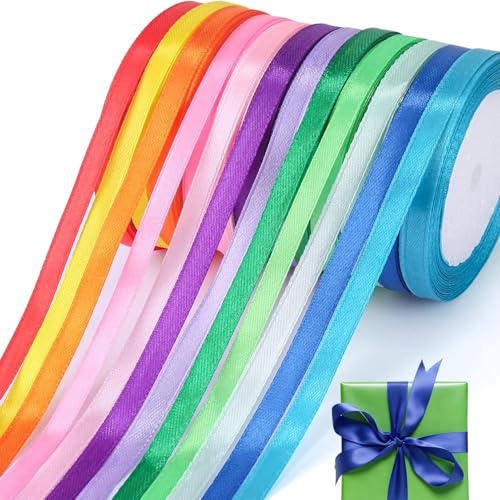 12 Farben Geschenkband, 22m x 10mm Polyester Schleifenband, Satinband, Dekoband Stoffband Set für Hochzeit Dekoration, Geschenk Verpacken, DIY Basteln 12 Farben Geschenkband, 22m x 10mm Polyester Schleifenband, Satinband, Dekoband Stoffband Set für Hochzeit Dekoration, Geschenk Verpacken, DIY Basteln von ZADEICK