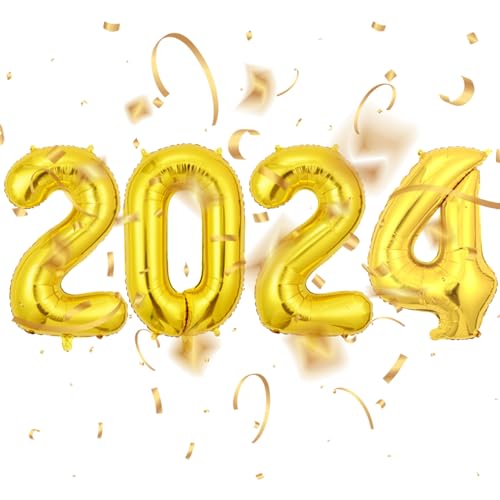 2024 Luftballons Gold | 40-Zoll-Alphabet-Ballon | Ästhetisch glänzende große Universalballons 2024 Mylar-Ballons für Silvester Zagaro von ZAGARO
