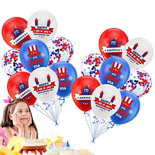 ZAGARO Blaue rote weiße Luftballons, blaues Ornament zum Unabhängigkeitstag-Ballon | Patriotische Luftballons 16er-Set,Patriotisches weißes und rot-blaues Konfetti für den Veteranentag am 4. Juli von ZAGARO