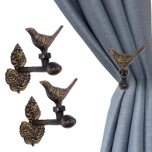 ZAHANAARA Vorhanghalter mit Vogelmotiv, 2 Stück, rustikale Metall-Vorhang-Raffhalter für Wandmontage, dekorative Vorhanghaken für Wohnzimmer, Schlafzimmer, Büro, Vintage-Vorhanghalter für Fenster ZAHANAARA Vorhanghalter mit Vogelmotiv, 2 Stück, rustikale Metall-Vorhang-Raffhalter für Wandmontage, dekorative Vorhanghaken für Wohnzimmer, Schlafzimmer, Büro, Vintage-Vorhanghalter für Fenster von ZAHANAARA