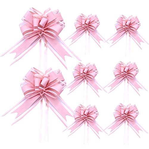 ZAHD 50 Stück Ziehschleife Geschenkverpackung Schleifen für Körbe Pull Bögen Geschenkbänder Schleifen zum Verpacken von Geschenken Zugschleifen für Geschenkkörbe Hochzeitsgeschenk Dekoration (Rosa) von ZAHD