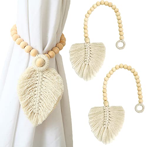 ZAHD 2 Stück Boho Vorhanghalter Raffhalter für Vorhänge Handgemachte Raffhalter für Vorhänge Vorhang Clips Baumwolle Seil Ring Stil Vorhang Raffhalter Elegant dekorieren Sie das schöne Schlafzimmer von ZAHD