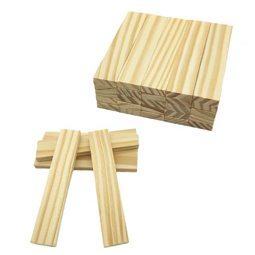 ZAHD 30 PCS bastelholz klötzchen Holzbausteine Holzklötze Holzleisten Holzklötzchen zum Basteln Vielseitige Bastelholz Klötzchen 100x20x7mm für DIY Projekte Deko und Bauen Vertäfelung (Holz) von ZAHD