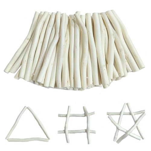 ZAHD 50 Stück Holzstäbchen Holzblock Sticks für DIY Die Zweige Basteln Holzstäbchen Holzstöcke Holz Log Sticks Ast natürlichem Holzblock Sticks für DIY Handwerk für DIY Handwerk (Weiß) von ZAHD