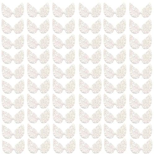 ZAHD 60 PCS engelsflügel klein flügel engel deko engelsflügel klein zum basteln Engelsflügel Klein Pailletten Flügel Patches Kleidung Kleine Engelsflügel Applique Rucksack flügel zum basteln (Weiß) von ZAHD