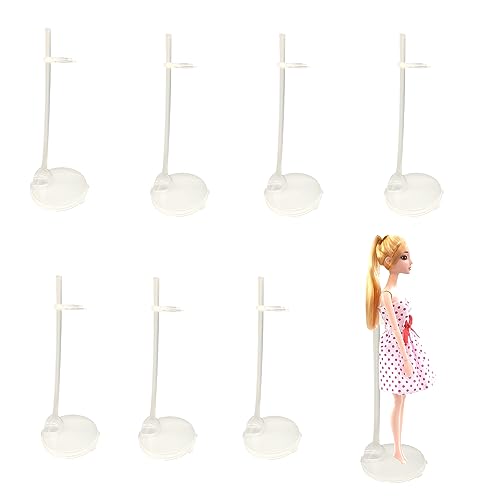 ZAHD 8 Stück Transparenter Puppen Ständer Displayhalter Weiß Transparenter Puppenständer Verstellbarer Mini Puppenständer Kunststoff Puppenständerhalter für Puppenkleider Barbie Schaufensterpuppe von ZAHD