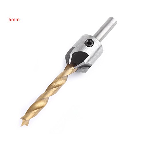 Countersink -Bohrer -Bit -Set, Countersink -Bohrer Bit Carpentry Holzbearbeitung Langweiliges (Single 5mm+ kleiner Schraubenschlüssel) von ZAICOLER