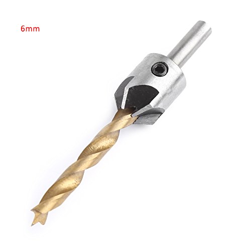 Countersink -Bohrer -Bit -Set, Countersink -Bohrer Bit Carpentry Holzbearbeitung Langweiliges (Single 6mm+ kleiner Schraubenschlüssel) von ZAICOLER
