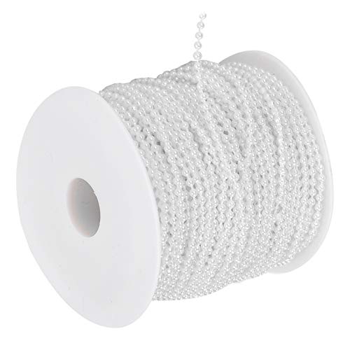 ZAICOLER Faux Pearl Perlenschnur Faux Pearl Perle Girland String Runde DIY Dekoration Bastelkleidung Zubehör Plastik Perle Girlande 3mm 50meter Roll (WHITE) von ZAICOLER