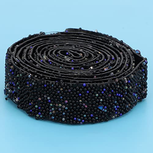 ZAICOLER Kristall Strasskettenkette, DIY -Trimmband 1 Yard Delikates Glänzende Kristall -Paillon Perlen -Pailletten DIY -Trimmkristallbandverkleidung DIY -Handwerk (BLACK) von ZAICOLER