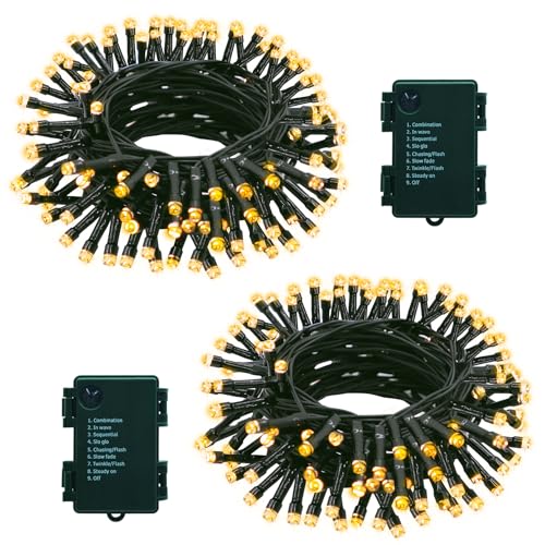 ZAIYW 2 Stück Lichterkette Batterie, 7M 70 LEDs Batteriebetrieben Mit Timer 8 Modi, Wasserdicht für Weihnachten Garten Balkon Hochzeit Deko (Warmweiß) von ZAIYW