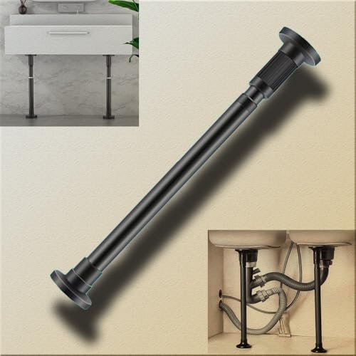 Unterbauwaschbeckenhalterungen Verstellbar, Stützstangen for Küchenspülen, Möbelbeine, Stützbeine for Spülbecken Aus Edelstahl, Gardinenstange for Badezimmerschränke(Black,H 50-80cm (19.7"-31.5")) Unterbauwaschbeckenhalterungen Verstellbar, Stützstangen for Küchenspülen, Möbelbeine, Stützbeine for Spülbecken Aus Edelstahl, Gardinenstange for Badezimmerschränke(Black,H 50-80cm (19.7"-31.5")) von ZAJYZZF