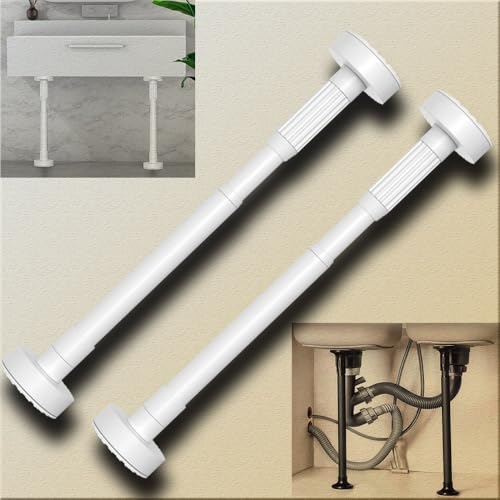 Unterbauwaschbeckenhalterungen Verstellbar, Stützstangen for Küchenspülen, Möbelbeine, Stützbeine for Spülbecken Aus Edelstahl, Gardinenstange for Badezimmerschränke(White,2*H 50-80cm(19.7"-31.5")) Unterbauwaschbeckenhalterungen Verstellbar, Stützstangen for Küchenspülen, Möbelbeine, Stützbeine for Spülbecken Aus Edelstahl, Gardinenstange for Badezimmerschränke(White,2*H 50-80cm(19.7"-31.5")) von ZAJYZZF