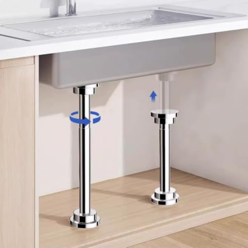 ZAJYZZF 2 Stück Unterbau-Waschbeckenhalterungen, verstellbar, bohrfreie Stützbeine for Küchenspülen aus Edelstahl, Teleskop-Stützstangen, Möbelbeine for Badezimmer(Height 49-80cm (19.3"-31.5")) von ZAJYZZF