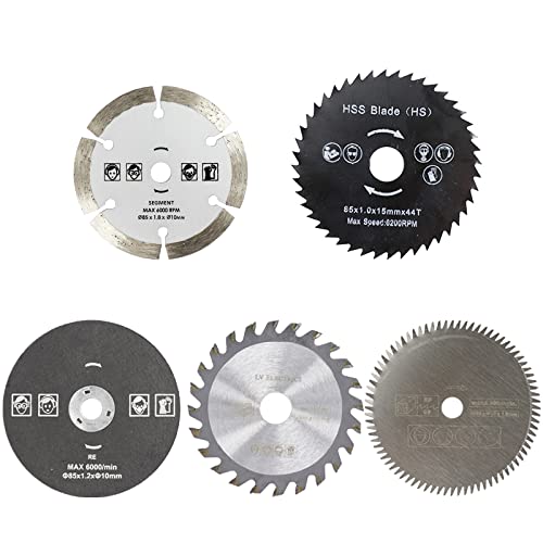 ZAJYZZF 3-teiliges Mini-Kreissägeblatt-Set, 85 mm, Schneidwerkzeug, Sägeblätter, Trennscheibe for Holz/Metall/Kunststoff, HSS-Sägeblatt, 3-teilig, 85 x 15 Diamant(3PCS 85x10 Diamond) von ZAJYZZF