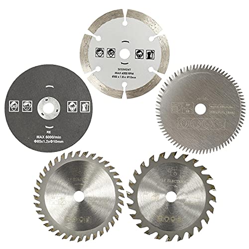 ZAJYZZF 85 mm Schneidwerkzeug-Sägeblätter for Elektrowerkzeuge, Kreissägeblatt for Holz, HSS-Sägeblatt, Fräser, kreisförmiges Mini-Sägeblatt, 3 Stück, 85 x 15 Diamant(5PCS 85x10mm) von ZAJYZZF