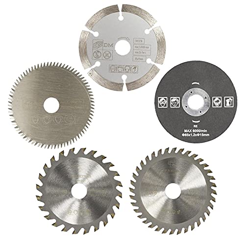 ZAJYZZF 85 mm Schneidwerkzeug-Sägeblätter for Elektrowerkzeuge, Kreissägeblatt for Holz, HSS-Sägeblatt, Fräser, kreisförmiges Mini-Sägeblatt, 3 Stück, 85 x 15 Diamant(5PCS 85x15mm) von ZAJYZZF