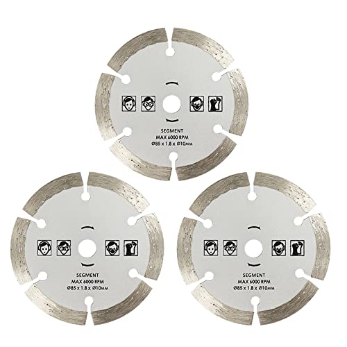 ZAJYZZF 85 mm Schneidwerkzeug-Sägeblätter for Elektrowerkzeuge, Kreissägeblatt for Holz, HSS-Sägeblattschneider, kreisförmiges Mini-Sägeblatt, 3 Stück, 85 x 15 Metall(3PCS 85x10 Diamond) von ZAJYZZF
