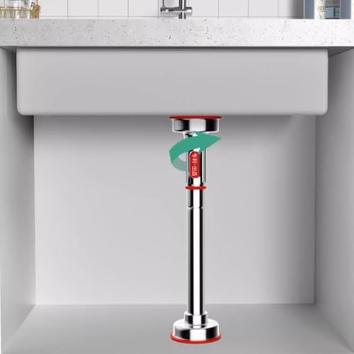 ZAJYZZF Edelstahl-Spülbeckenbeine, Teleskop-Stützstangen-Unterbau-Spülbeckenhalterungen, Bohrfreies, verstellbares Möbelbein for Schrank-Tischbein-Gardinenstange(Silver,Height 70-120cm) von ZAJYZZF