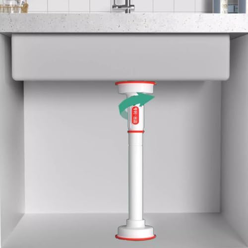 ZAJYZZF Edelstahl-Spülbeckenbeine, Teleskop-Stützstangen-Unterbau-Spülbeckenhalterungen, Bohrfreies, verstellbares Möbelbein for Schrank-Tischbein-Gardinenstange(White,Height 70-120cm) von ZAJYZZF