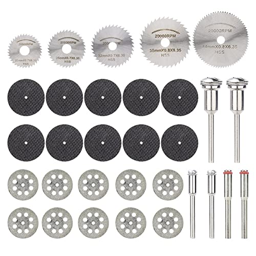 ZAJYZZF Kreissägeblatt, 31-teiliges Mini-Trennscheiben-Set, HSS-Sägeblatt mit 1/8-Zoll-Dorn, 25-mm-Diamant-Sägeblatt, Harz-Trennscheibe von ZAJYZZF