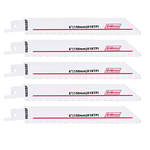 ZAJYZZF S922EF 18TPI BIM Stichsägeblatt 6'' for Schneiden von Holz, Kunststoffrohren, Metall, Säbelsägeblatt, 2 Stück(5pcs) von ZAJYZZF