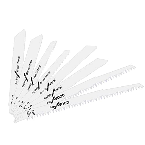 ZAJYZZF Stichsägeblatt, 10 Stück, 5TPI-18TPI, T-Schaft-Stichsägeblatt for Holzschneidewerkzeug, HCS-Stahl-Säbelsägeblatt von ZAJYZZF