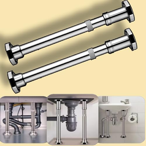 ZAJYZZF Verstellbare Spülbeckenhalterungen, Unterbaubecken-Stützbeine aus Edelstahl, Stützstangen, Reparaturset for Küchenspülen, Möbelbeine ohne Bohren(2*H 70-120cm/28-47) von ZAJYZZF