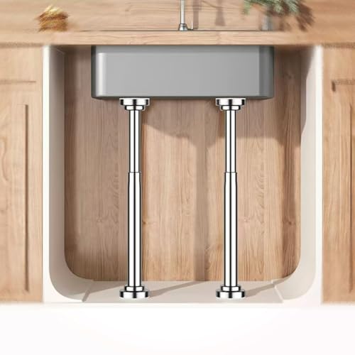 ZAJYZZF Verstellbare Spülbeckenstützstange, Möbelbein, Teleskophalterungen for Unterbauspülen, Edelstahl-Küchenspülenbeine, Stützstange for Badezimmerwaschbecken(Height 40-70 cm(15.7"-27.6")) von ZAJYZZF