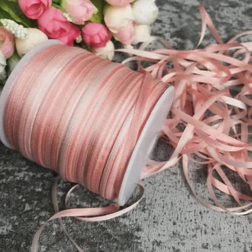 4 mm Seidenband bunt, 100% echte Seide, dünner Taft, weiche Seidenbänder zum Sticken, rosa bunt, 30 m von ZAKAY