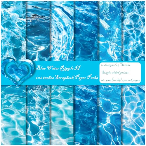 ZAKHSE Bastelpapier Quadratisch, 24 Blatt Blau Meerwasser Wellen Motivpapier, 15,2×15,2cm Einseitig Bedruckt Designpapier Gemustert Scrapbook Papier für DIY, Bastelarbeiten, Dekorationen, 12 Designs ZAKHSE Bastelpapier Quadratisch, 24 Blatt Blau Meerwasser Wellen Motivpapier, 15,2×15,2cm Einseitig Bedruckt Designpapier Gemustert Scrapbook Papier für DIY, Bastelarbeiten, Dekorationen, 12 Designs von ZAKHSE